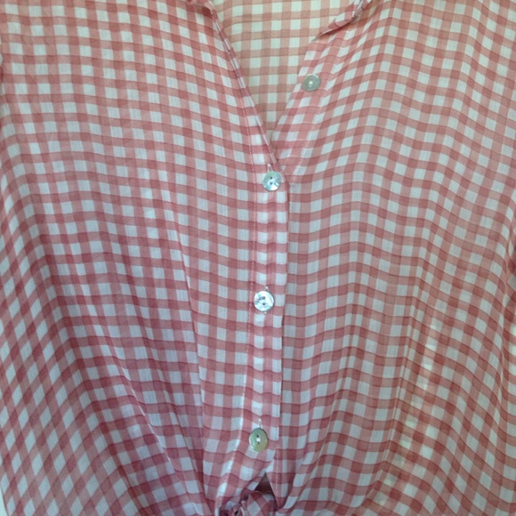 NWOT American Rag Pink and Cream Chiffon Gingham Shirt - Picture 2 of 2